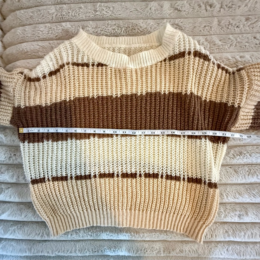 Striped Chunky Knit Sweater – Size Medium - Picture 2 of 6